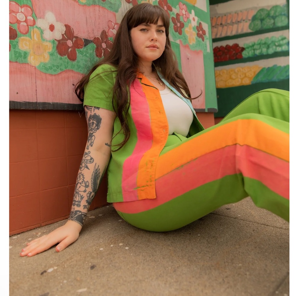 Big Bud Press Green, Pink, and Orange Wide Leg pants XXS